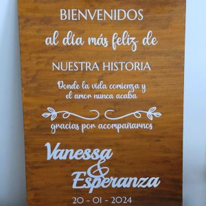 Cartel de bienvenida para bodas y eventos