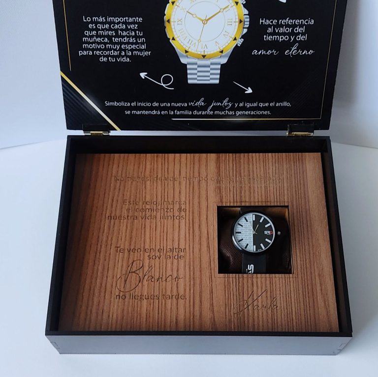 Caja regalo reloj para el novio – regalo de compromiso para el novio