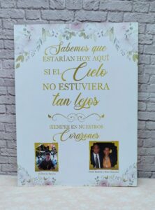Cartel del recuerdo con fotografías para bodas y eventos personalizados