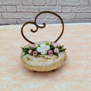 rodaja porta anillos en corazón personalizada