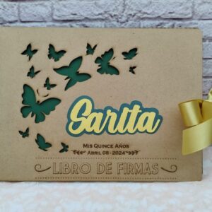 Libro de firmpas para eventos personalizados con tapa en madera