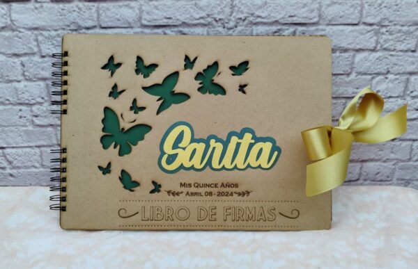 Libro de firmpas para eventos personalizados con tapa en madera