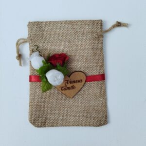 bolsita para arras - bolsa en yute decorada - decoración para bodas y eventos