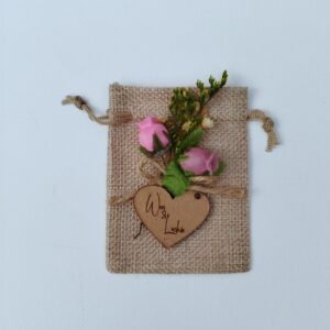 bolsita para arras - bolsa en yute decorada - decoración para bodas y eventos