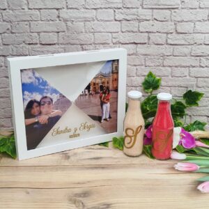 Cuadro de arena personalizado para bodas y eventos en tono blanco elegante Ceremonia de arena