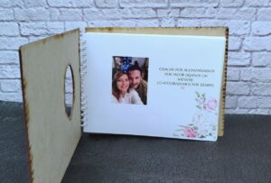 Libro de firmas personalizado para bodas y eventos toda ocasión, tapas en madera blanco vintage