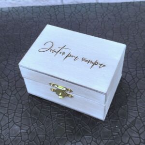 Cofre para anillos de boda personalizados vintage blanco envejecido