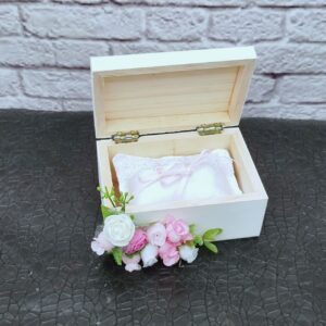 Cofre para anillos de boda personalizados vintage blanco envejecido