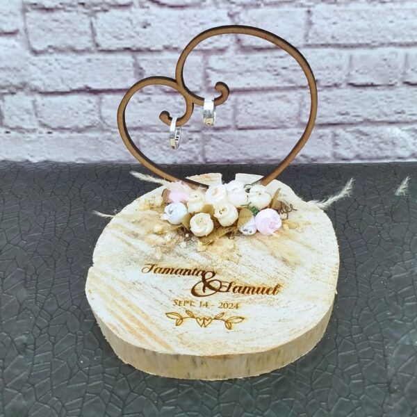 Porta anillos personalizado con rodaja en forma de corazón para anillos de boda vintage romantico