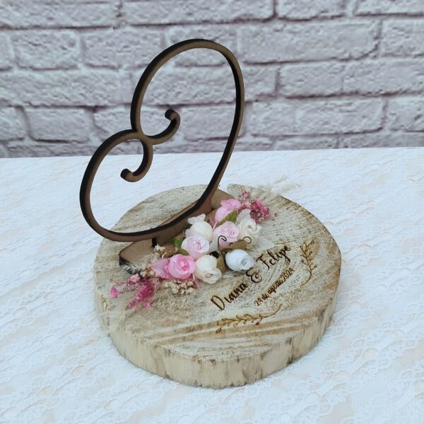 Porta anillos personalizado con rodaja en forma de corazón para anillos de boda vintage romantico