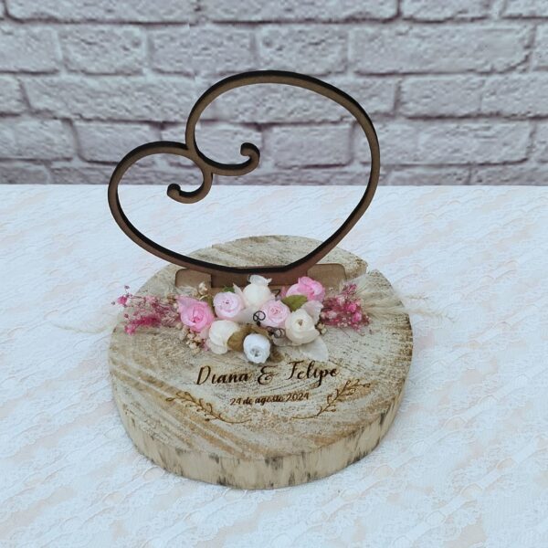 Porta anillos personalizado con rodaja en forma de corazón para anillos de boda vintage romantico