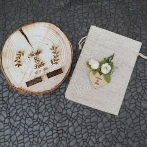 porta anillos rodaja rustica, boda campestre, boda romantica, personalizado, rodaja de madera para anillos de boda