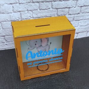 alcancia personalizada para baby shower, mi primera alcancia