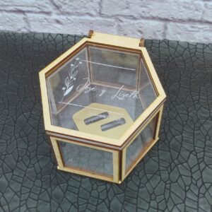 cofre para anillos personalizados vintage, con decoración personalizada en acrilico