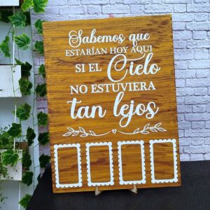 Cartel del recuerdo para bodas y eventos personalizado en madera
