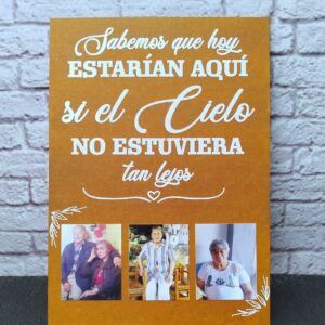 Cartel del recuerdo para bodas y eventos personalizado en madera
