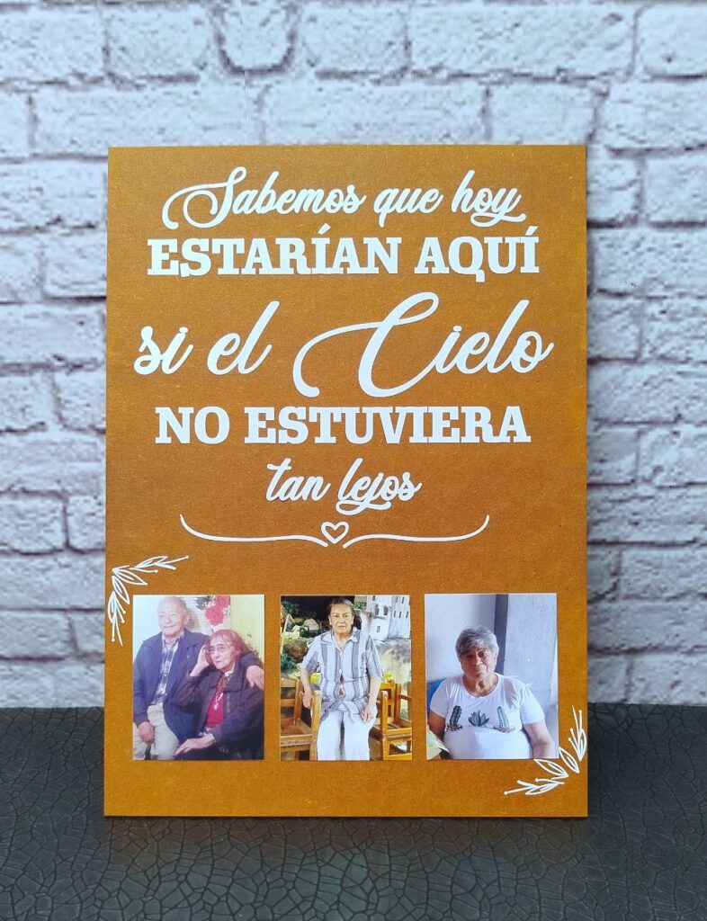 Cartel del recuerdo para bodas y eventos personalizado en madera