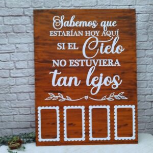 Cartel del recuerdo para bodas y eventos personalizado en madera