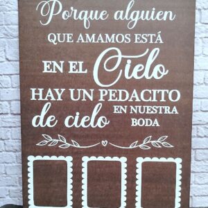 Cartel del recuerdo para bodas y eventos personalizado en madera