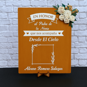 Cartel del recuerdo para bodas y eventos personalizado en madera