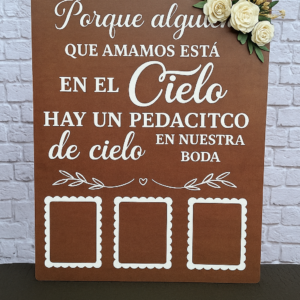 Cartel del recuerdo para bodas y eventos personalizado en madera