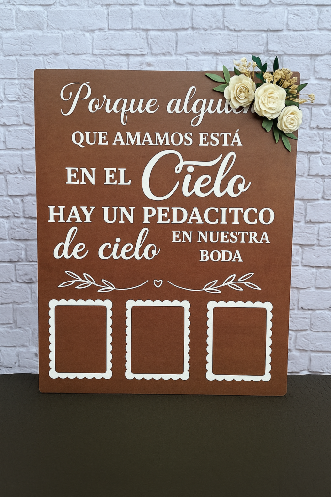 Cartel del recuerdo para bodas y eventos personalizado en madera