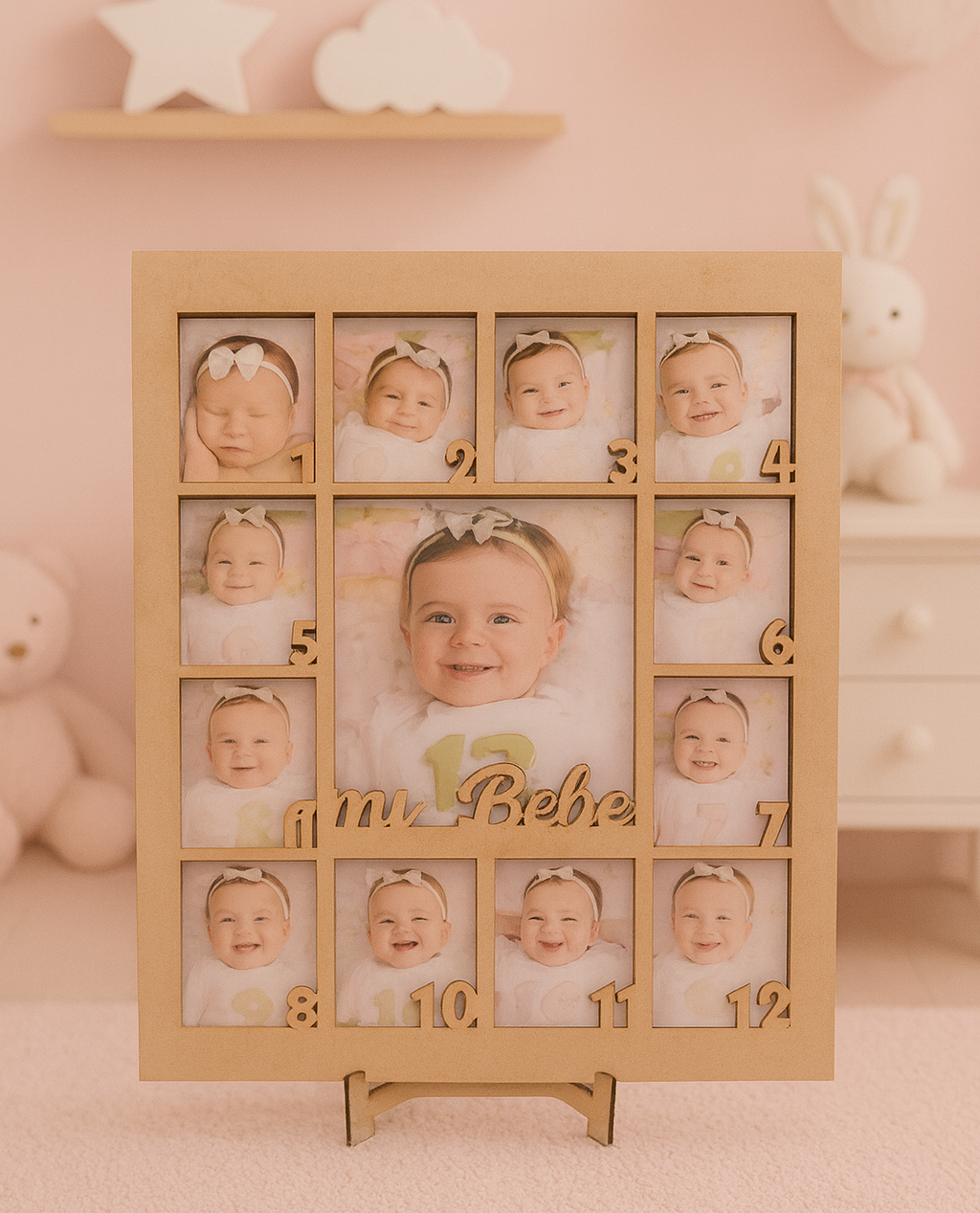 Marco para fotos bebes del primero año mes a mes personalizado