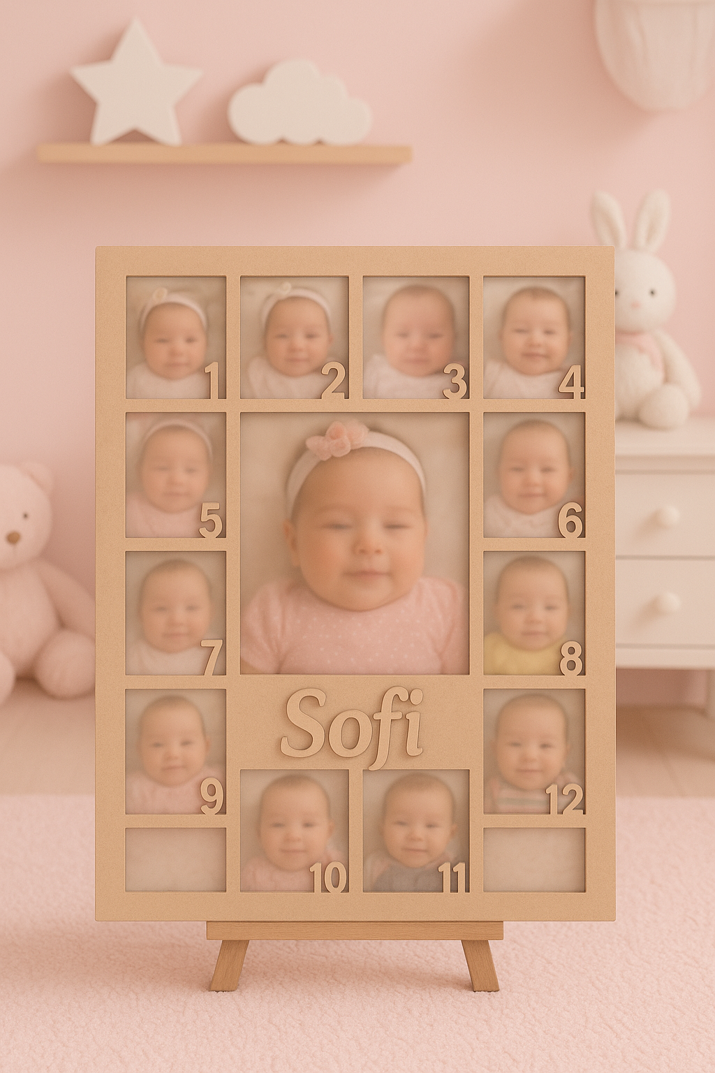 Marco para fotos bebes del primero año mes a mes personalizado