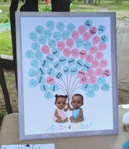 cuadro para revelación de genero / baby shower con mensajes personalizado