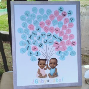 cuadro para revelación de genero / baby shower con mensajes personalizado