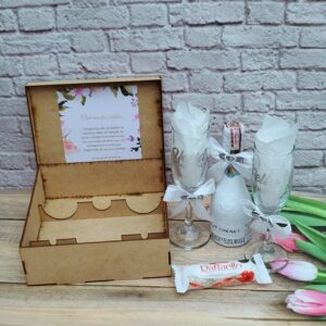 Caja en madera marcada grabado láser personalizada para detalles y eventos copas personalizadas