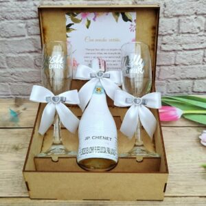 Caja en madera marcada grabado láser personalizada para detalles y eventos copas personalizadas