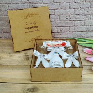 Caja en madera marcada grabado láser personalizada para detalles y eventos copas personalizadas