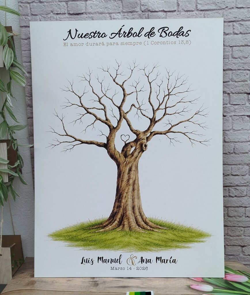 árbol de huellas personalizado para bodas y eventos